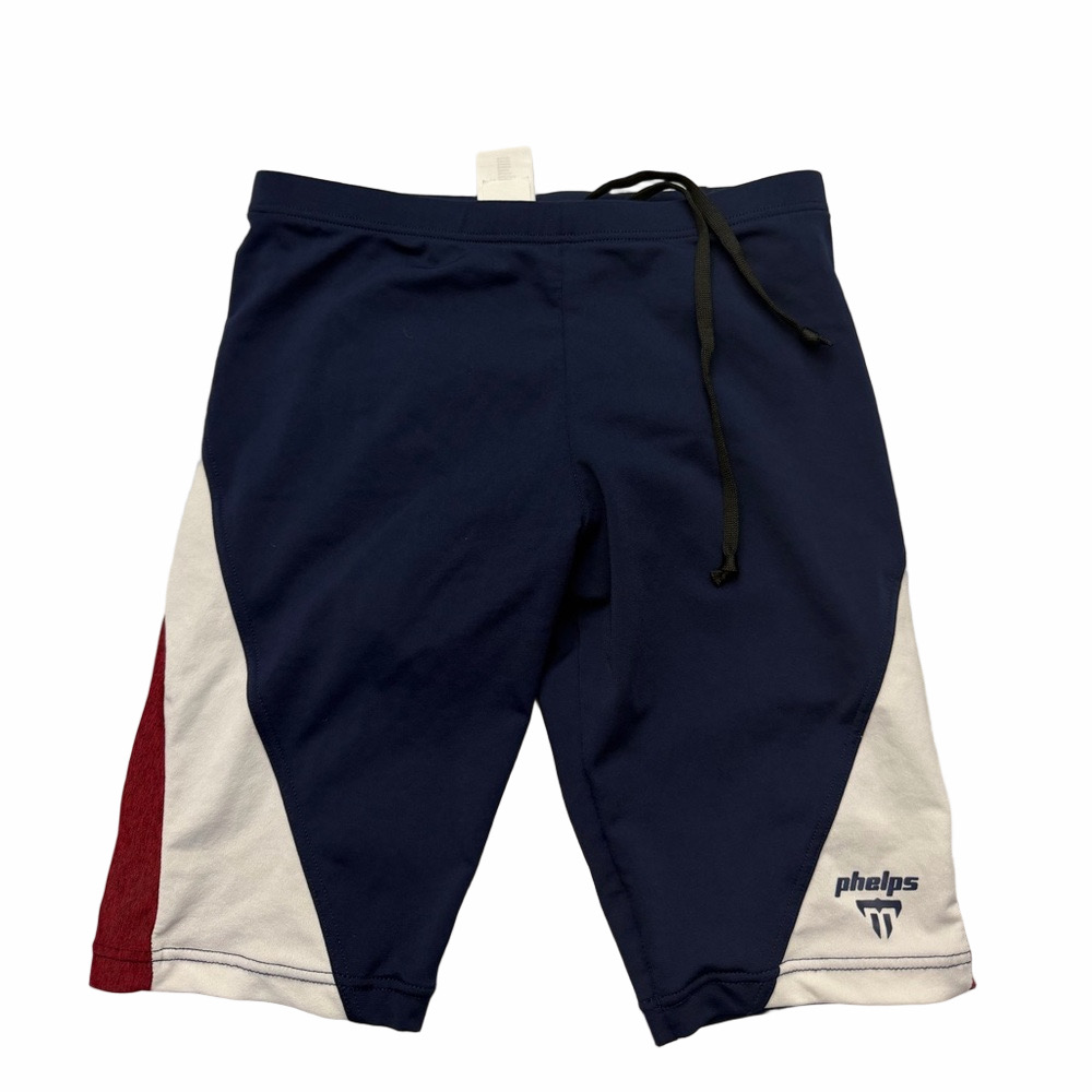 Michael Phelps Navy Swim Jammers Training Suit Burgundy White Accents Size 28 14